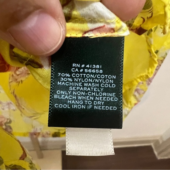 Lauren Ralph Lauren Yellow Floral Print Button Down Shirt Large - Picture 5 of 7